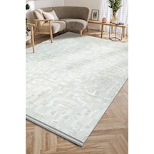 Bambum 1003 Gri Vintage Serpme Desenli Saten Kadife Halı Modern Kaymaz Tabanlı Salon Koridor Halısı Gri - Beyaz
