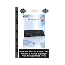 Premium Mekanik Çalışma Tuş Kablolu Q Klavye Bilgisayar Ofis Klavyesi Tk02 Siyah