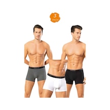 Looksense Erkek Dude 3 Lü Düz Likralı Boxer 1606 Çok Renkli
