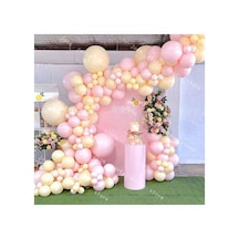 Makaron Sarı Ve Pembe Balon Zinciri 100 Adet Mix