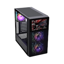 Powerboost PB-P4367BB 3 RGB Fanlı LCD Ekranlı Mid-Tower Oyuncu Bilgisayar Kasası