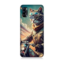 İnfinix Hot 9 Uyumlu Motosiklet Kedisi Desenli Silikon Kılıf