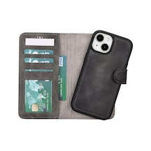 Plm Apple İphone 15 Uyumlu Deri Cüzdanlı Kılıf Mwwn Vs4ef Gri Acı Kahverengi