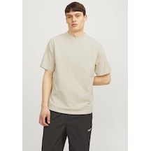 Jack & Jones Erkek Logo Baskili Bisiklet Yaka Tisört - Austin 12256401 Moonbeam Yeşil