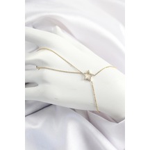 Pirinç Gold Renk Zirkon Taşlı Yıldız Model Şahmeran Altın