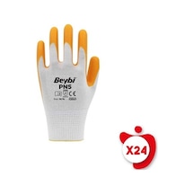 10 Beden Sarı Polyester Örme Nitril Eldiven 24 Adet 1 Adet Mavi M