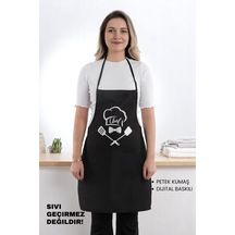 Siyah Chef Leke Tutmaz Kumaş Mutfak Önlüğü Siyah2