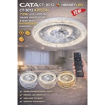 Cata Ct-3012 Kristal Ledli Tavan Vantilatörü 3renk Modu Beyaz+4000k+günışığı Kumandalı
