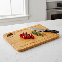 %100 Doğal Bambu Kesme Tahtası Ve Kesme Panosu - 34x24 Cm Yıkanabilir Dikdörtgen Doğrama Tahtası 12v