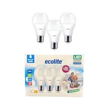 Ecolite 12w Led Ampul 3 Lü Paket 1521 Lümen, 6500k Beyaz Işık, 100w Eşdeğer, E27 Duy, Enerji Standart