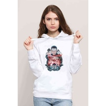 Stranger Things Bitchin Baskılı Beyaz Kadın Kapşonlu Sweatshirt