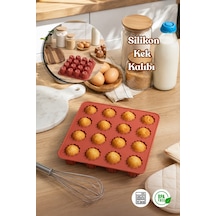 Porsima 30042 Silikon 16lı Muffin Kalıbı Çiçek Kek Kalıbı Kalıbı Kiremit 25 25cm