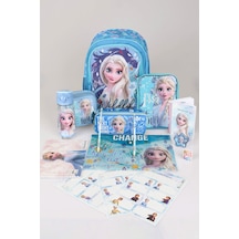 Dekomus Lisanslı "mavi Karlar Ülkesi Elsa Frozen Koleksiyonu "okul ,beslenme Ve Kalem Çantası,matara,beslenme Kabı İle Full Okul/kırtasiye Seti Altın