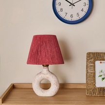 Hmyy Design Printemps Handmade Seramik Abajur - Pembe / Beyaz - 42x25x25 Cm Çok Renkli