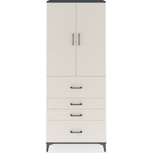 Arges Dolap 3 Raflı 4 Çekmeceli 2 Kapaklı 88x30x221 Antrasit-aytaşı Antrasit