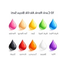 Akrilik Boya Seti, 10 Renk 40 Ml İçin Tuval, Ahşap, Taş Ve Seramik Boyama 0,15 L