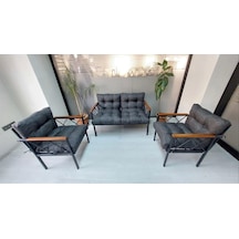 Balkon-bahçe-kafe Çay Seti Koltuk Oturma Takımı-oturma Grubu Miami Siyah