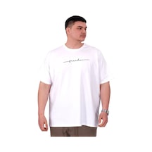 Mode Xl Büyük Beden Erkek T-shirt Bisiklet Yaka Freedom U25033 Beyaz Beyaz