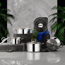 Özlife Hüma 8 Parça Çelik Tencere Seti Takımı - Çeyiz Seti