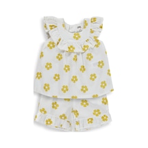Civil Baby Çiçek Empirme Fırfırlı 6-18 Ay Takım - Hardal Soft Hardal