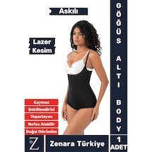 İç Göstermez Kaymaz Sıkılaştıran Şekillendiren Toparlayan Lazer Kesim Askılı Gögüs Altı Body Korse Siyah