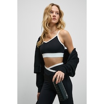 Urban Beat Sturban Kadın Esnek Ve Yumuşak Dokulu Kontrast Kumaşlı Askılı Siyah Spor Sütyeni siyah
