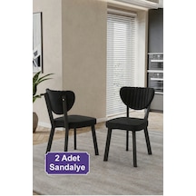 2 Adet Elma Sandalye Baby Face Kumaş Metal Iskelet Mutfak Yemek Masası Sandalyesi Siyah