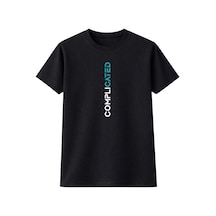 Complicated Baskılı Oversize Unisex Tişört %100 Pamuk Yazlık Street Style Unisex T-shirt Siyah