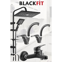 Siyah Robot Tepe Yağmurlama Duş Seti Tasarruflu Duş Başlığı Banyo Lavabo Mutfak Bataryası Siyah