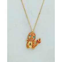 925 Ayar Özgün Tasarım Gümüş Kolye(Pokemon Charmander)