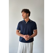 Flaw Polo Yaka Biyeli Triko Tişört-29003 Lacivert