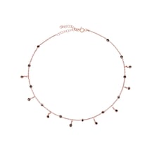 Siyah Taşlı Pırlanta Montür Rose Altın Kaplama Choker Gümüş Kolye Gold - Rose Gold - Gümüş