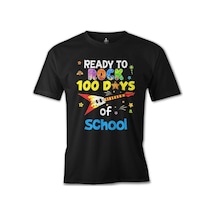 100 Days Of School - Ready To Rock Siyah Erkek Tshirt