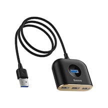 Square Round 4in1 Usb Hub Adaptör Usb3.0 To Usb3.0 1+usb2.0 3 1m, Siyah