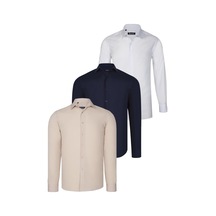 Üçlü Set G726 Dewberry Gömlek-lacivert-beyaz-bej Lacivert-beyaz-bej Üçlü Set G726 Dewberry Gömlek-lacivert-beyaz-bej Lacivert-beyaz-bej