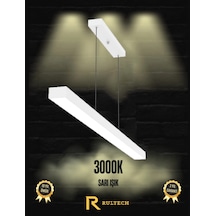 Rultech Linear 150cm Beyaz Kasa Ledli Sarkıt Modern Led, Salon, Mutfak, Ofis, Mağaza, Masa Üstü Led Avize Gün Işığı
