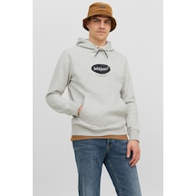 Jack & Jones Jack&jones Kapüşonlu Standart Kalıp Açık Gri Melanj Erkek Sweatshirt 12242197 001
