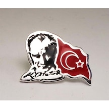 Atatürk Bayrak Yaka Rozeti Krom Kaplama 10 Kasım 29 Ekim Öğretmen