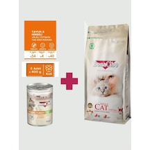Bonacibo Yetişkin Kedi Maması Seti 2 Kg Tavuklu Kuru + 6x400 Gr Tavuk & Hindi Konserve