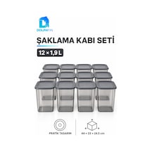 Kare Saklama Kabı Seti 12'li 1,9 L Kapaklı Mutfak Bakliyat Erzak Düzenleyici Çok Renkli