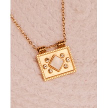 Lekka Design Kadın Takı Kararmaz Çelik Sedefli Zarf Kolye