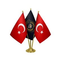 Masa Üstü Polis Özel Harekat Bayrağı Türk Bayrağı Üçlü Pirinç Dir