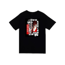 Attack On Titan Anime Baskılı Unisex %100 Pamuk Siyah T-shirt SIYAH