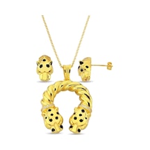 18k Altın Kaplamalı 925 Ayar Gümüş Tasarım Panter Set - 67021802 Altın