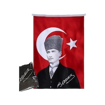 Asilmeydan Türk Bayrağı Kalpaklı Atatürk Fotoğraflı Türkiye Bayrağı 70x105 Cm Diğer