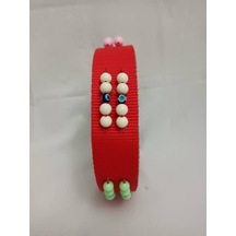 Kozaklı 10469 Süslü Boncuklu El İşlemeli Köpek Tasması Kırmızı 70 x 4 CM Kırmızı