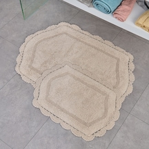 Soft Lace 2'li Banyo Paspası - Bej - 40x60 Cm + 60x90 Cm Çok Renkli