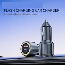 Hp-783 Araç İçi Şarj Cihazı 120w 3.1a Pd 30 Watt Hızlı Şarj Aleti Metal Çakmak Şarj Qualcomm Charge 3.0 2-port Işıklı