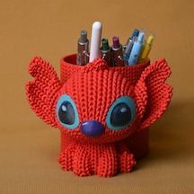 3d Baskı Knitted Kalemlik - Sevimli Karakterli Masaüstü Kalem Organizeri-kırmızı Diğer