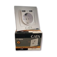 Cata Çift Usb Li Topraklı Priz Hızlı Şarz+çocuk Koruma Ct-3004